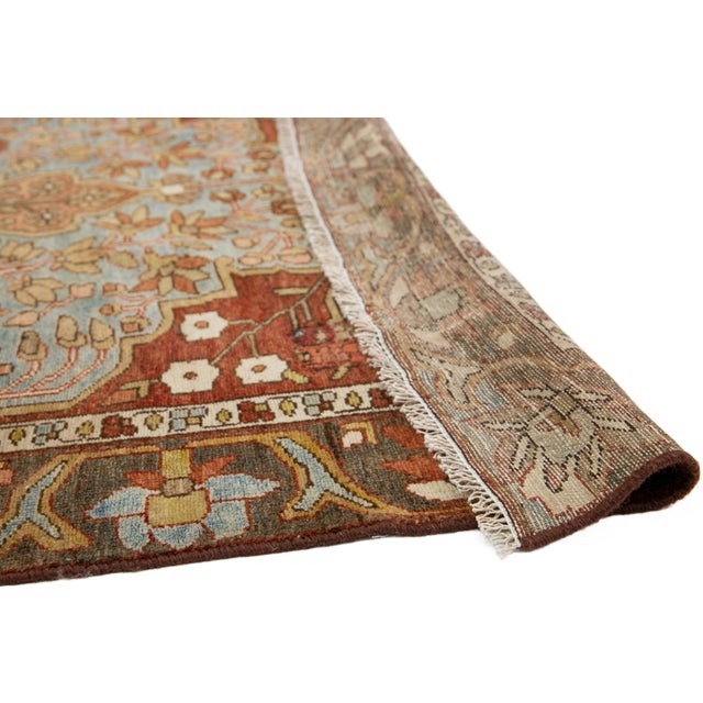 Persian Bakhtiari Wool Rug Handmade in Blue With Medallion Pattern For Sale - Image 4 of 11
