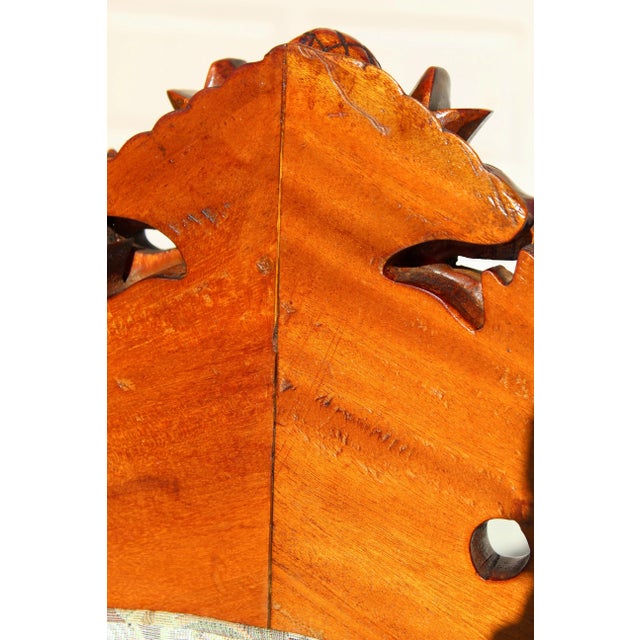 Antique Victorian Rococo Revival Hand-Carved Rosewood Sofa – Early 20th Century Ornate Floral Upholstered Couch For Sale - Image 15 of 16