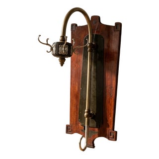 Mid-Century Wooden Coat Rack with Metal Hooks For Sale