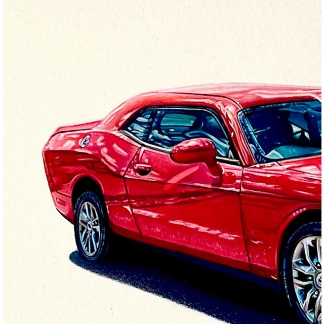 Illustration 'Dodge Challenger' Original Framed Drawing For Sale - Image 3 of 5
