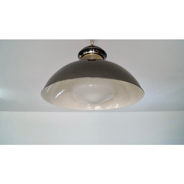 Hollywood Regency 1970’s Hollywood Regency Black Chrome & Brass Ceiling Light Fixture For Sale - Image 3 of 11