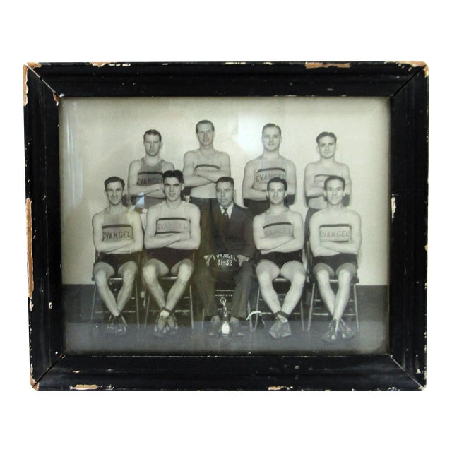Antique 1931-32 Photograph the Evangel Basketball Team Evangel University, Framed For Sale