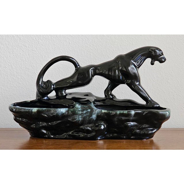 Black Vintage Black Panther Ceramic Tv Lamp Base Planter – Mid Century Modern Hollywood Regency Decor For Sale - Image 8 of 13