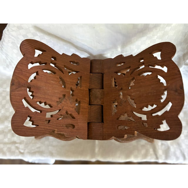 Indian Mid 20th C Hand Carved Book Stand For Sale - Image 3 of 15