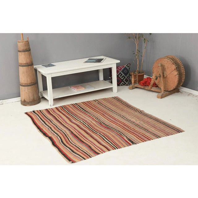 Mid 20th Century Striped Vintage Turkish Kilim Rug For Sale In Los Angeles - Image 6 of 7