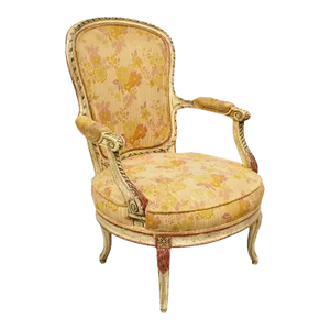 Mid 20th Century Vintage French Louis XV Style Cream and Red Painted Low Boudoir Fauteuil Chair