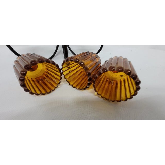 Mid-Century Modern Mid-Century Metal Wall Sconce Wrought Iron Candelabra Gold Glass Globes For Sale - Image 3 of 9