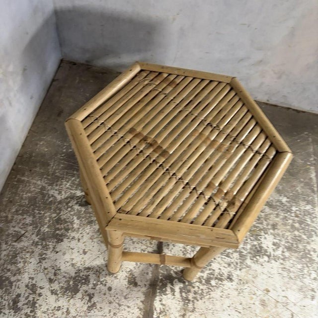 1970s Mid-Century Bamboo Hexagonal Side Table, 1970s For Sale - Image 5 of 8