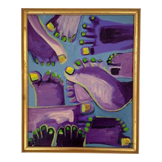 Original Contemporary Feet Painting on Canvas by Valerie Zuñiga For Sale
