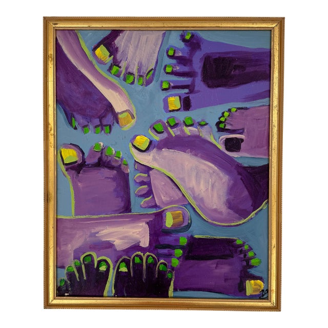 Original Contemporary Feet Painting on Canvas by Valerie Zuñiga For Sale