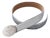 Vintage Prada Silver Saffiano Leather Belt - Engraved Oval Buckle, Made in Italy For Sale