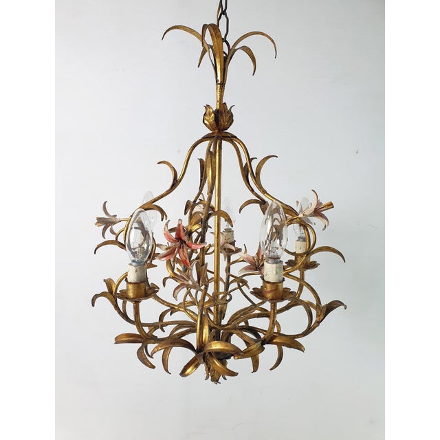 Rococo Mid-Century Italian Tole Chandelier, 1950s For Sale - Image 3 of 16