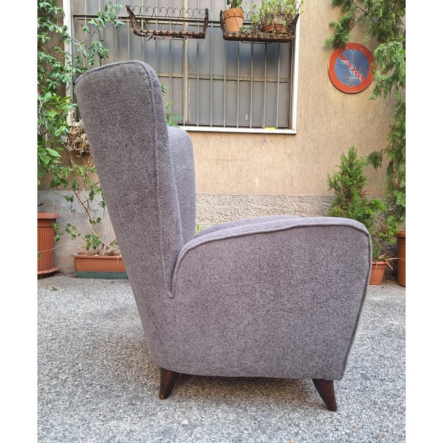 Bergère Armchair in Grey attributed to Paolo Buffa, 1940s For Sale - Image 6 of 6