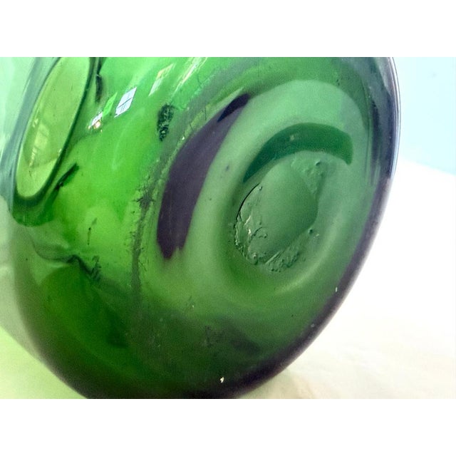 Cylindrical Green Hand-Blown Glass Vase from Vetrerie Empolesi, Italy, 1950s For Sale - Image 13 of 14