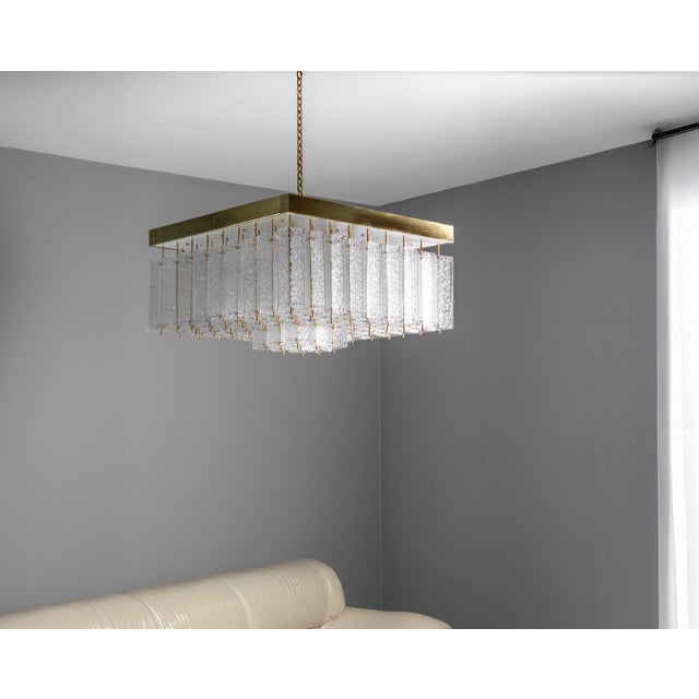 Bohemian Flush-Mount Light in Textured Glass & Brass, 1960s For Sale - Image 10 of 18