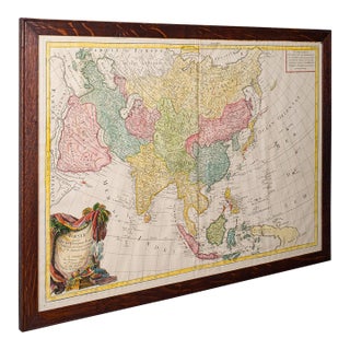 Antique Map of Asia, French, Framed, Atlas, Continental Cartography, Georgian For Sale