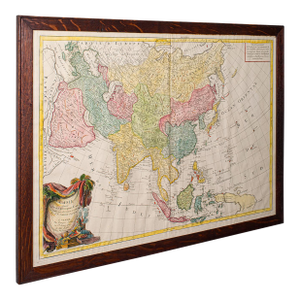 Antique Map of Asia, French, Framed, Atlas, Continental Cartography, Georgian
