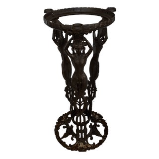 Antique Egyptian Revival Figural Cast Iron Jardiniere or Aquarium Stand For Sale