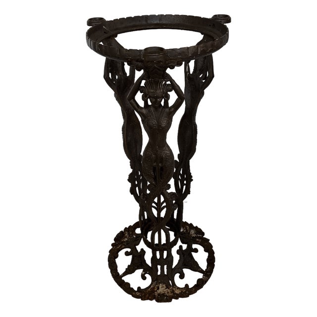 Antique Egyptian Revival Figural Cast Iron Jardiniere or Aquarium Stand For Sale