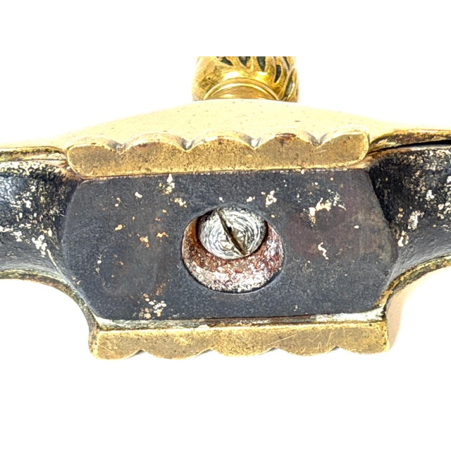 Metal Antique English Brass and Iron Fire Stop Paperweight Signed CSJ - Circa 1850 For Sale - Image 7 of 16
