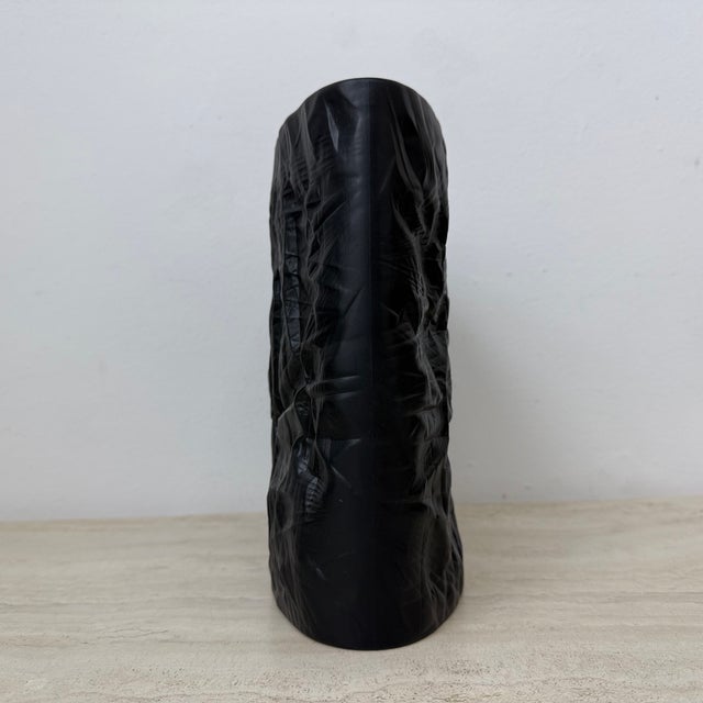 Bisque Black Porcelain Paper Relief Vase by Martin Freyer for Rosenthal, 1970s For Sale - Image 16 of 17