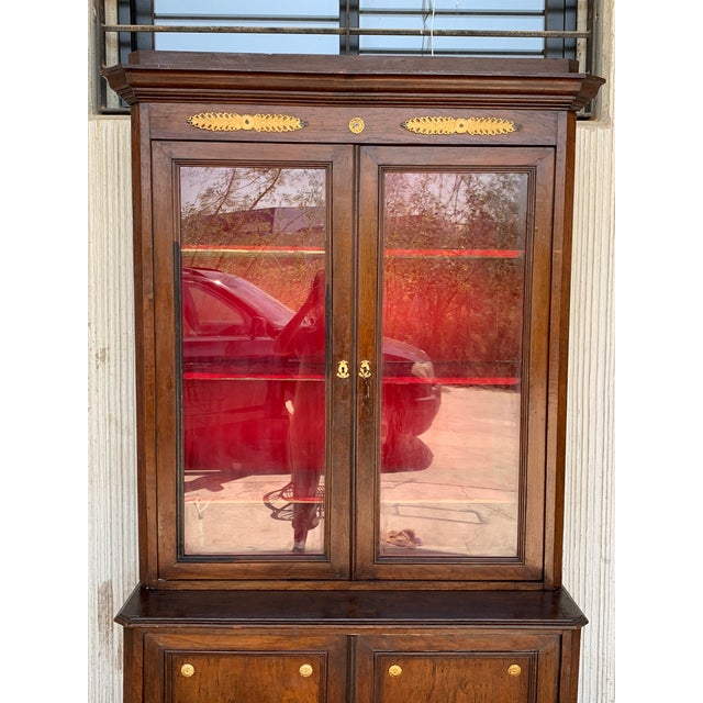 Late 19th Century Large Empire Danish Glass Cabinet, Bookcase in Mahogany With Bronze Details For Sale - Image 5 of 8
