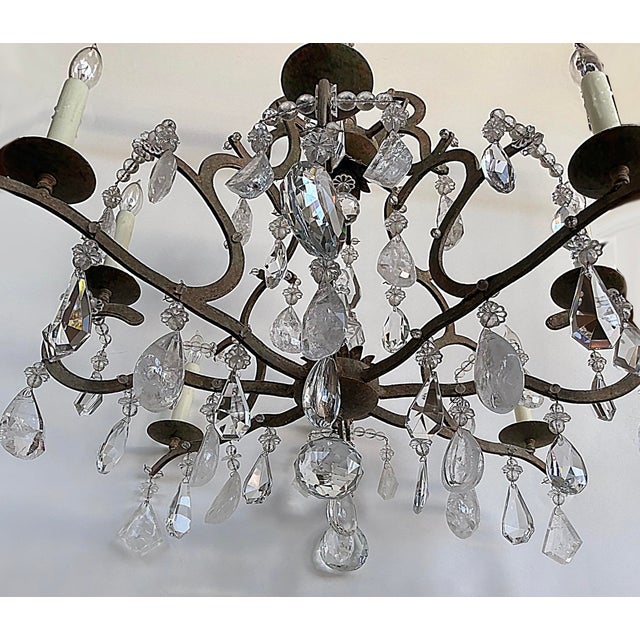 Metal Dennis and Leen "Small Chateau" Iron Chandelier, Rock Crystal For Sale - Image 7 of 12