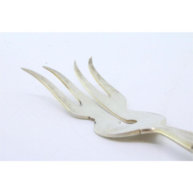 Silver Fish Serving Fork with Raised Handle Grooves For Sale - Image 4 of 8