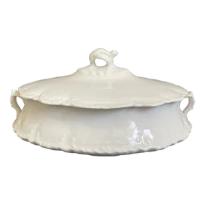 Antique Homer Laughlin Hudson All White Covered Dish - Casserole