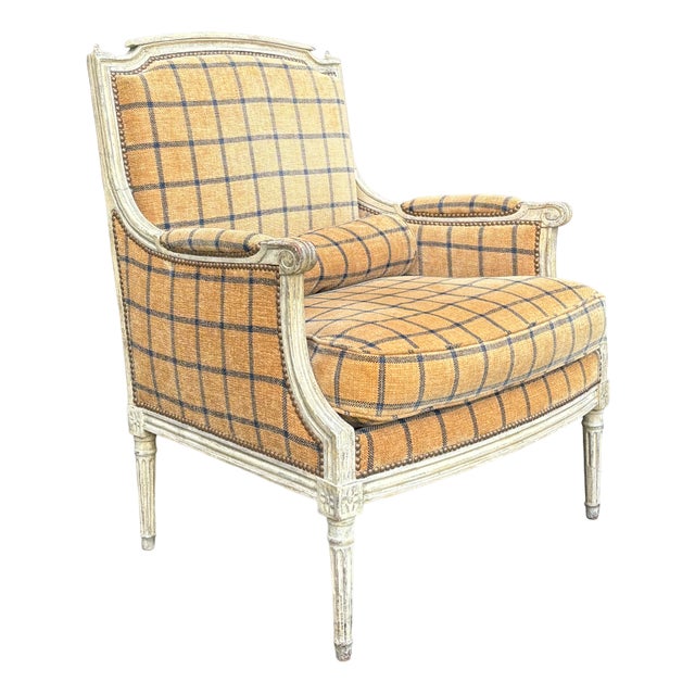 19th Century Louis XVI Painted Bergere Armchair, 1880s For Sale