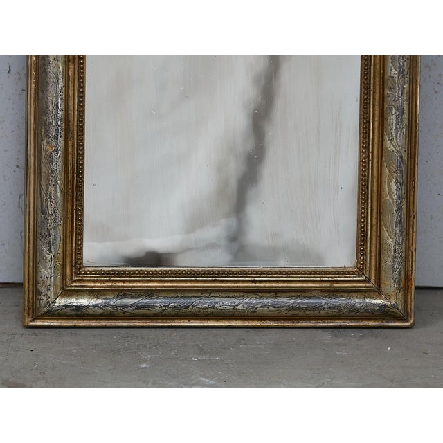 Wood French Louis-Philippe Style 1900s Gilt Wall Mirror with Etched Foliage Motifs For Sale - Image 7 of 8