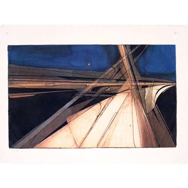 Abstract geometric lithograph by Patricia A. Pearce (American, b. 1948). This piece is unsigned, but was acquired with a...