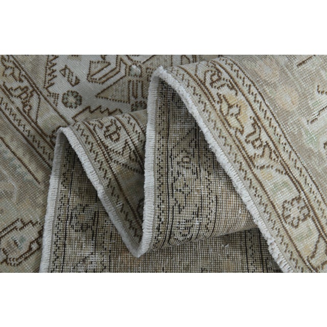 1970s Vintage Persian Handmade Wool Cotton Beige Area Rug For Sale - Image 4 of 11