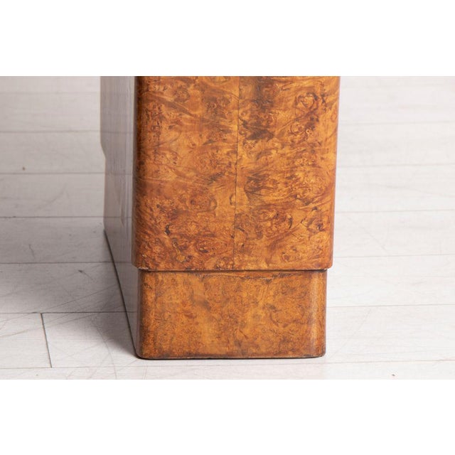 Glass Art Deco British Burr Walnut Dining Table & Chairs, 1930s For Sale - Image 7 of 17