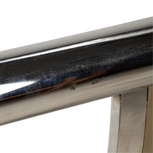 Chrome Vintage Chrome & Brass Dining Table Base Attributed to Romeo Rega 1970s For Sale - Image 8 of 13