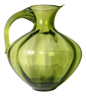 Large Blenko Optic Chartreuse Glass Pitcher Vase by Winslow Anderson
