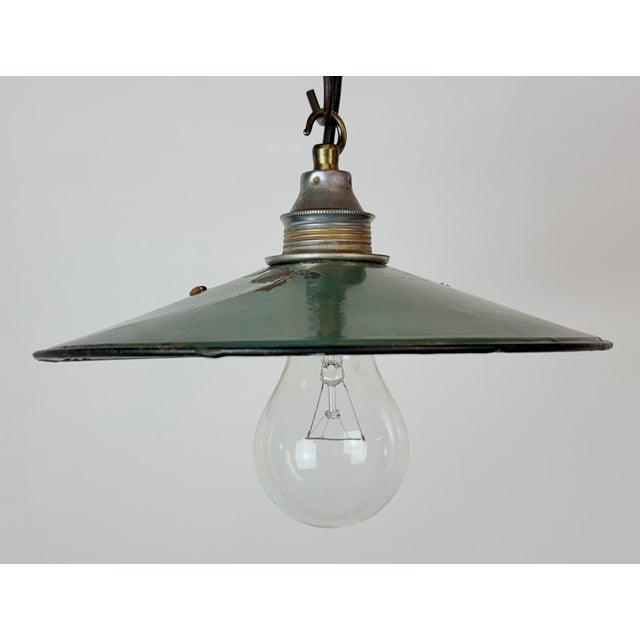 1950s Industrial Green Enamel Light, 1950s For Sale - Image 5 of 18