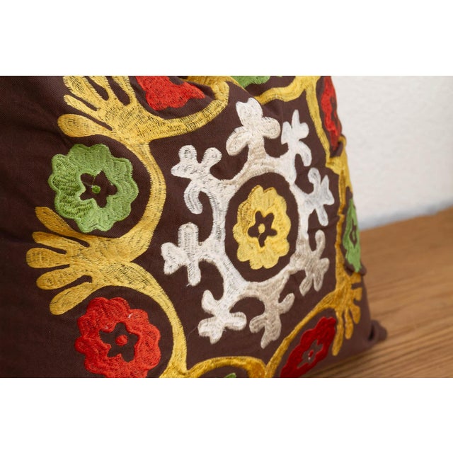 Boho Chic Pair of 18" Multicolor Suzani Medallion Pillow Covers For Sale - Image 3 of 8