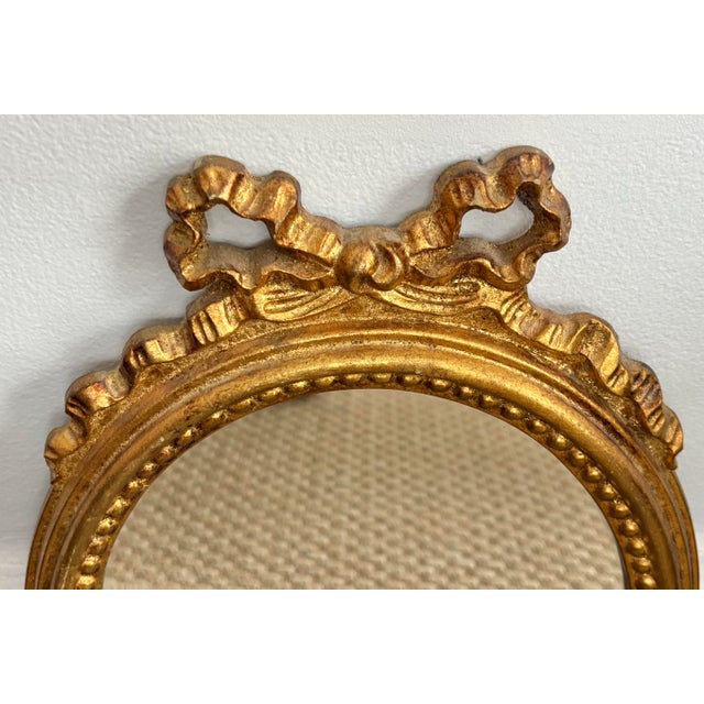 Italian Gold Gilt Carved Mirror With Bow For Sale - Image 4 of 9