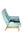 MCM walnut frame upholstered chair in greenish blue jewel tone. Chair is for restoration- straps are sagging upholstery is...