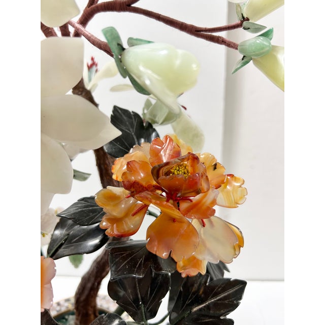 Persimmon Large Vintage Chinese Hardstone Bonsai Tree in Cloisonné Planter For Sale - Image 8 of 16