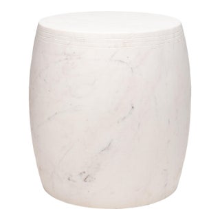 White Marble Drum Table For Sale