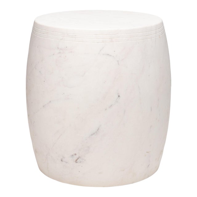 White Marble Drum Table For Sale