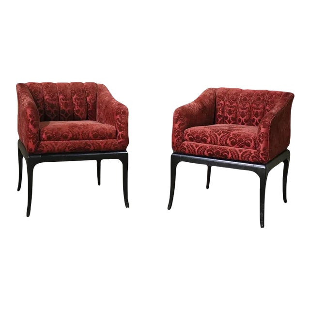 1950s Deco Style Maroon Chairs - Set of 2 For Sale