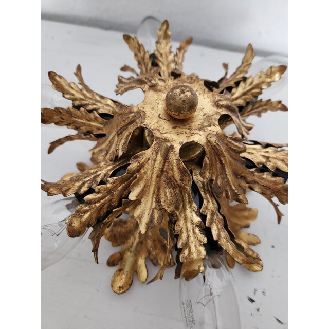 Gold-Plated Six-Light Florentine Wall Lamp, 1960s For Sale - Image 14 of 18
