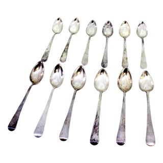 Plain Silver Teaspoons, Set of 12 For Sale