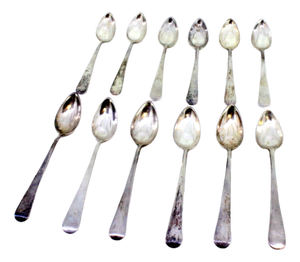 Plain Silver Teaspoons, Set of 12