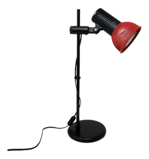 Vintage Red and Black Desk Lamp With Metal Shade