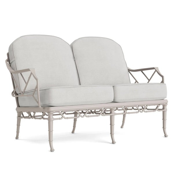 Brown Jordan Calcutta Loveseat, Dove frame with Fusion Dove fabric For Sale - Image 12 of 12