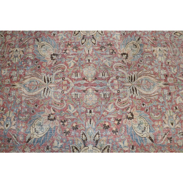 Textile Raspberry Persian Distressed Rug no. j2632 For Sale - Image 7 of 10